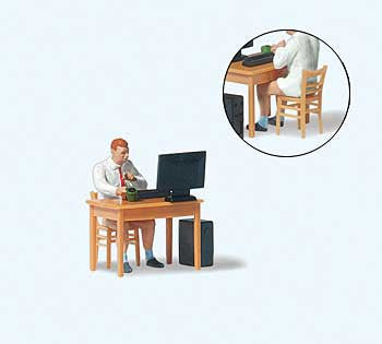 Preiser HO 28250 Home Office With Chair, Desk and Computer