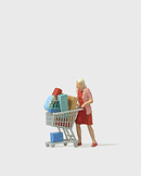 Preiser HO 28081 Shopaholic with Loaded Cart