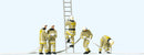Preiser HO 10771 Modern Firemen Working with Accessories, Beige Uniforms (5-pack)