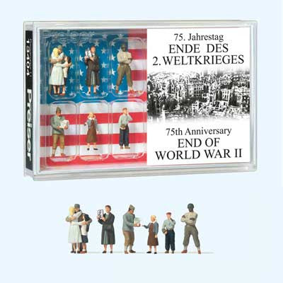 Preiser HO 13404 Americans Celebrating the End of World War II (6-pack), 75th Anniversary Set