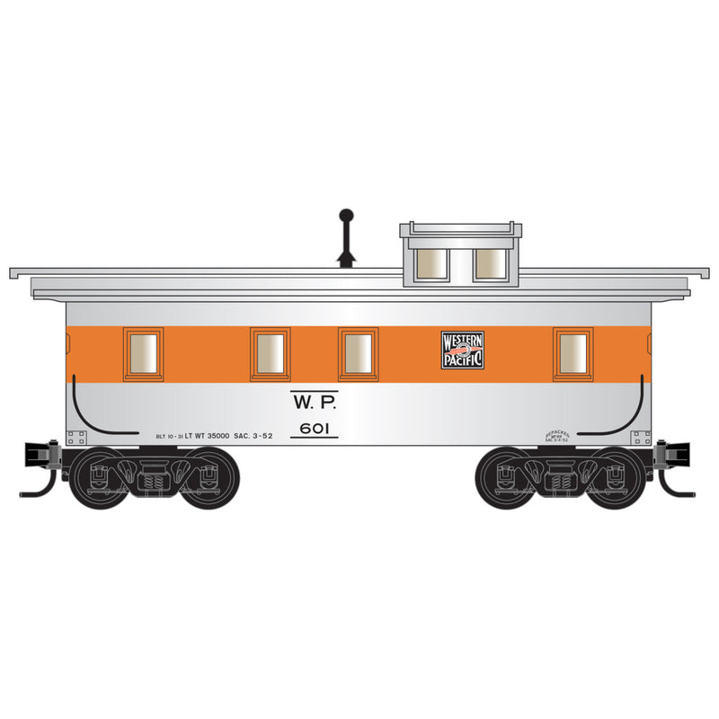 Micro-Trains N 051 00 221 34' Wood-Sheathed Caboose with Straight Cupola - Ready to Run , Western Pacific