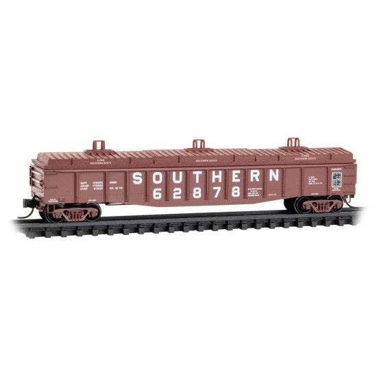 Micro Trains Line #105 00 037 50' 15-Panel Fixed-End Gondola w/Cover - Ready to Run -- Southern Railway #62878 (Boxcar Red, white, Billboard Lettering), N Scale