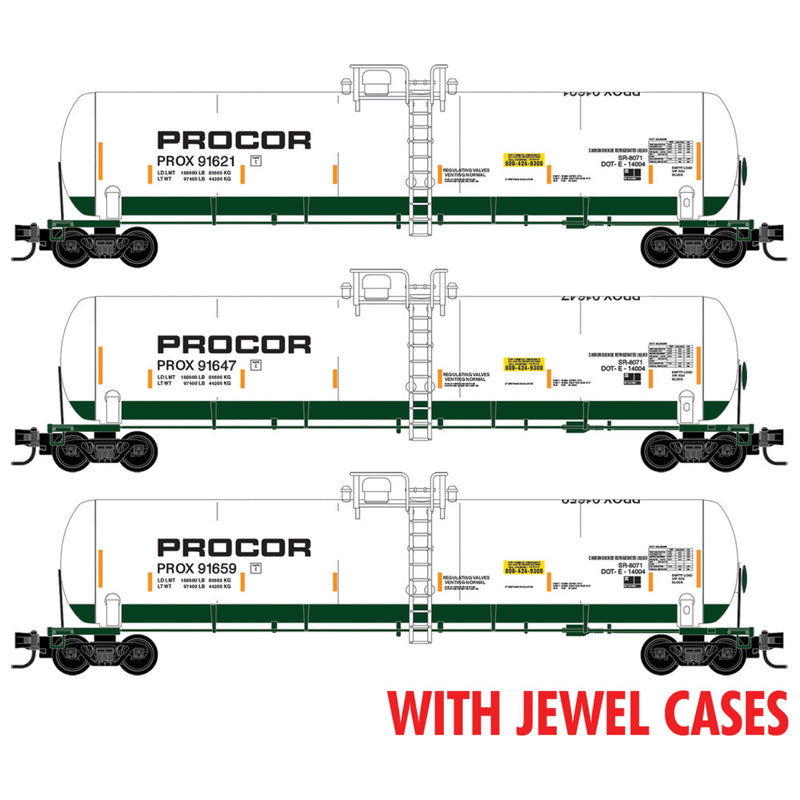 PREORDER Micro-Trains N 983 00 234 56' General-Service Tank Car 3-Pack, Procor PROX