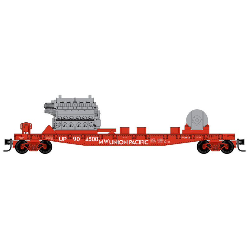 PREORDER Micro-Trains N 045 00 810 50' Flat Car Single with Locomotive EMD 645 Engine Load, Union Pacific | 25.69