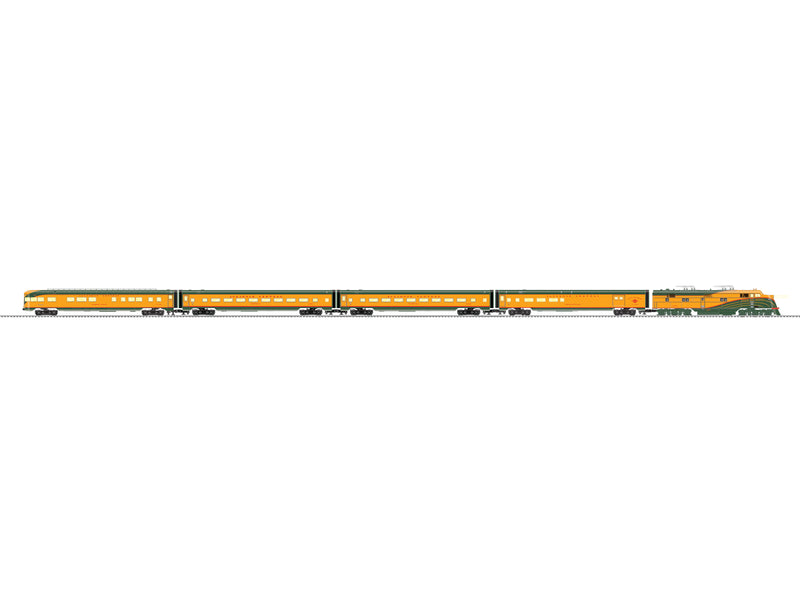 PREORDER Lionel 2422090 O City of Miami Passenger Train-Only Set - 3-Rail - Legacy Sound and Control - Illinois Central EMD E6, 4 Cars (yellow, green, red)