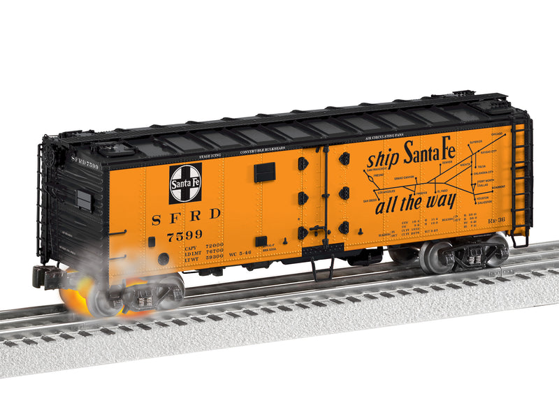 PREORDER Lionel 2426320 O Steel Reefer with Hotbox Effects - 3-Rail - Ready to Run - Santa Fe