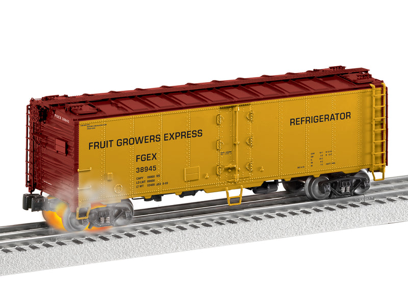 PREORDER Lionel 2426330 O Steel Reefer with Hotbox Effects - 3-Rail - Ready to Run - Fruit Growers Express