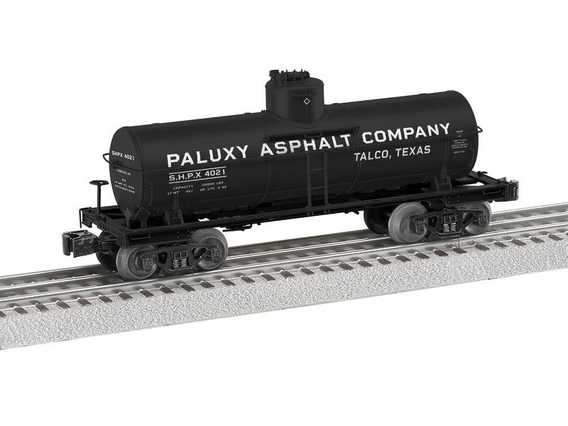 PREORDER Lionel 2426550 O 8,000-Gallon Tank Car - 3-Rail - Ready to Run - Paluxy Asphalt Co. SHPX