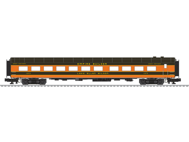 PREORDER Lionel 2427100 O 21" Smooth-Side Diner with StationSounds - 3-Rail - Ready to Run - Great Northern Lake Ellen Wilson (Empire Builder. Omaha Orange, Pullman Gree