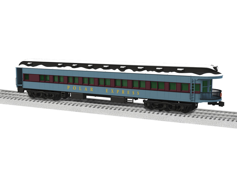 PREORDER Lionel 2427320 O Heavyweight 18" Open-End Observation - 3-Rail - Ready to Run - The Polar Express(TM) (20th Anniversary, blue, red, Snow on Roof)