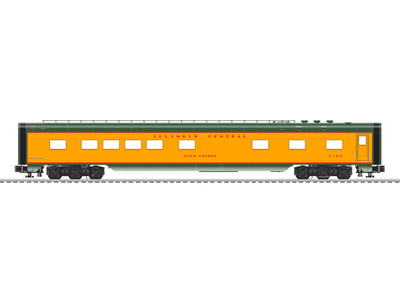 PREORDER Lionel 2427340 O 21" Smooth-Side Diner with StationSounds - 3-Rail - Ready to Run - Illinois Central "Palm Garden" (City of Miami, yellow, green, red)