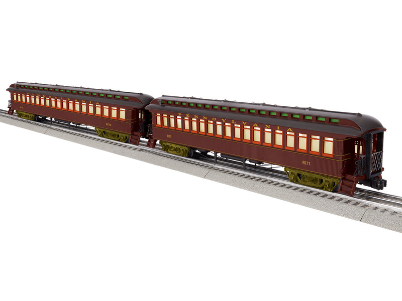 PREORDER Lionel 2427360 O Wood Coach w/Semi Vestibule 2-Pack - 3-Rail - Ready to Run - Pennsylvania Railroad