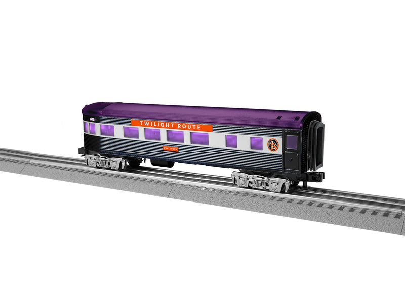 PREORDER Lionel 2427950 O Streamlined Observation - 3-Rail - Ready to Run - Twilight Route "Full Moon" (Halloween, black, orange, purple)