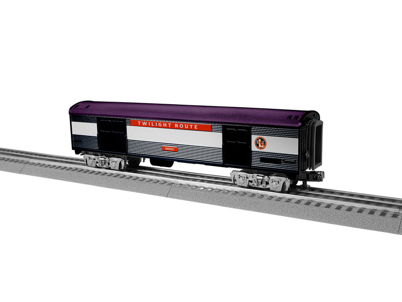 PREORDER Lionel 2427960 O 12" Fluted Baggage Car - 3-Rail - Ready to Run - Twilight Route "New Moon" (Halloween, black, orange, purple)