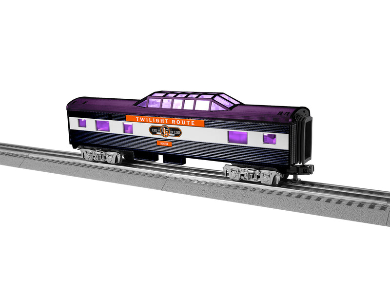 PREORDER Lionel 2427970 O Streamlined Vista Dome 13" - 3-Rail - Ready to Run - Twilight Route "Hunter" (Halloween, black, orange, purple)