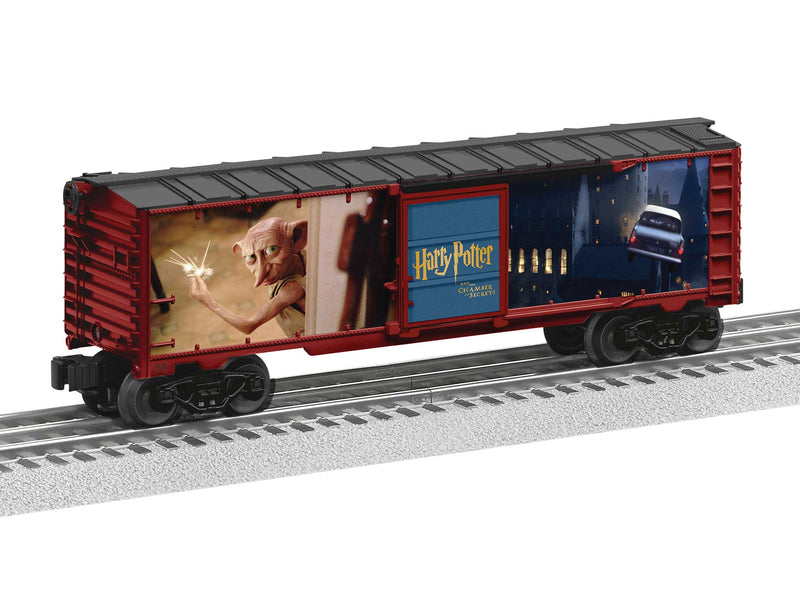 PREORDER Lionel 2428120 O Steel Boxcar - 3-Rail - Ready to Run - Harry Potter and the Chamber of Secrets (red, black)