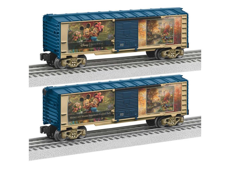 PREORDER Lionel 2428140 O Steel Boxcar - 3-Rail - Ready to Run - Thomas Kinkade and Disney Mickey & Minnie Sweetheats in Central Park