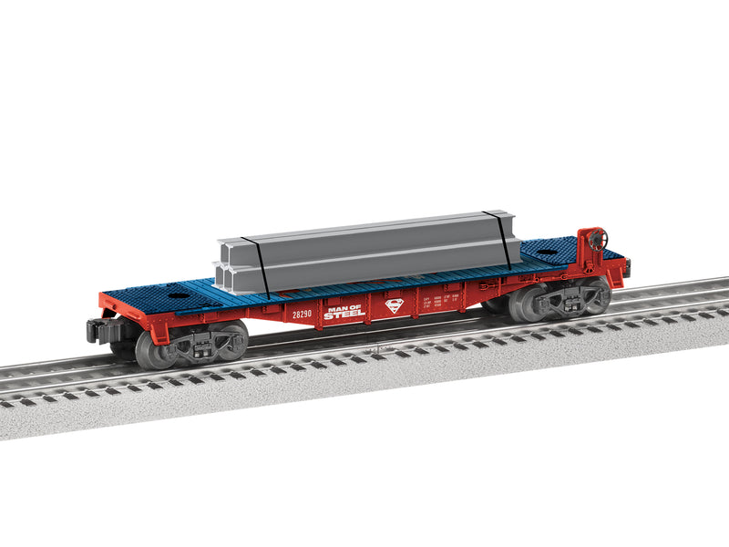 PREORDER Lionel 2428290 O Flatcar with Steel Beam Load- 3-Rail - Ready to Run - Superman Steel