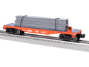Lionel O 2428290 Flatcar with Steel Beam Load- 3-Rail, Superman Steel
