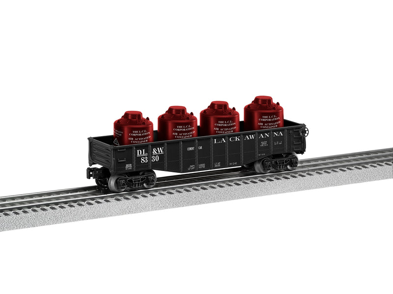 PREORDER Lionel 2428330 O Gondola w/Canister Load - 3-Rail - Ready to Run - Delaware, Lackawanna & Western