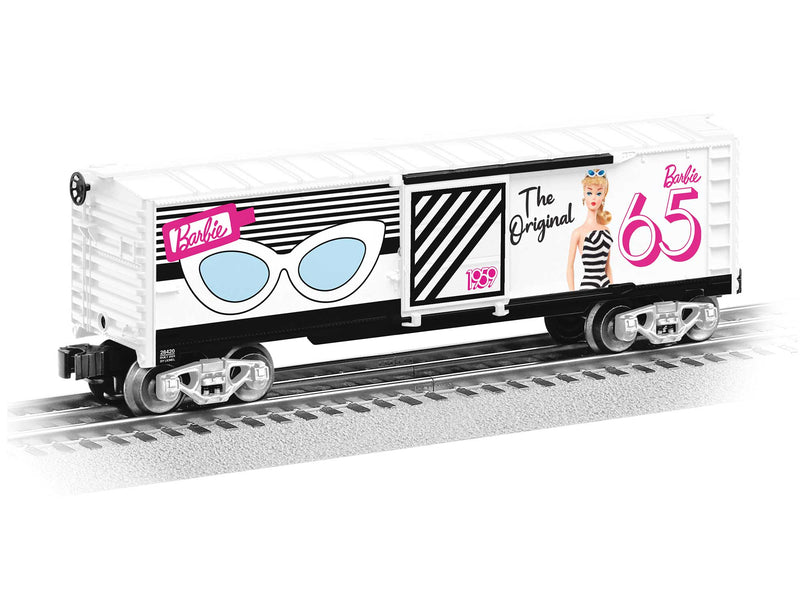 PREORDER Lionel 2428420 O Steel Boxcar - 3-Rail - Ready to Run - Barbie 1959 (65th Anniversary, white, black, pink)