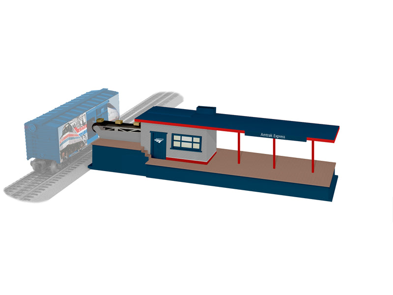 PREORDER Lionel 2429050 O Amtrak Mail & Express Station w/Motorized Conveyor - Assembled - 14 x 4-1/2 x 5"  35.6 x 11.4 x 12.7cm