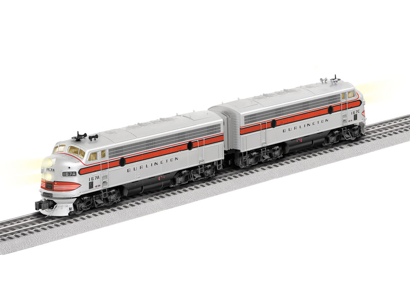 PREORDER Lionel 2433190 O EMD F7 A-A Set - 3-Rail w/Legacy Sound, Control & Smoke - Chicago, Burlington & Quincy