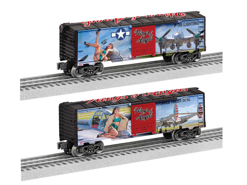 PREORDER Lionel 2438270 O Steel Boxcar - 3-Rail - Ready to Run - Wings of Angels "Tala" (blue, red, black, Pin-Up Graphics)