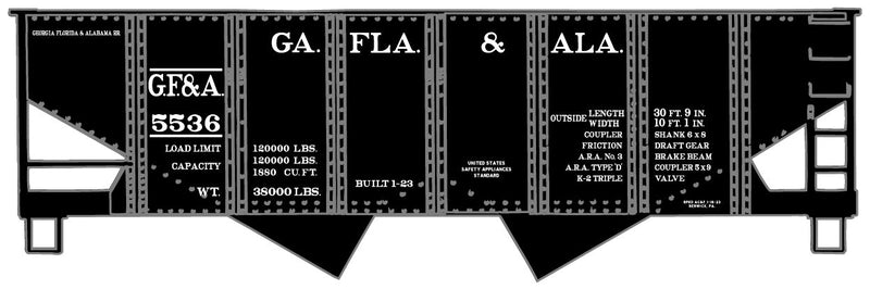 PREORDER Accurail HO 2440 USRA 55-Ton 2-Bay Hopper, Georgia, Florida & Alabama