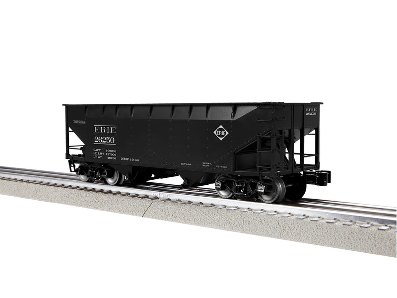 PREORDER Lionel 2442310 O AAR 2-Bay Offset Hopper 3-Pack - 3-Rail - Ready to Run - Erie Set #1 #26782, 26391, 26250 (black, white, Small Logo)