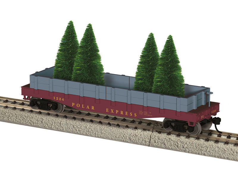 PREORDER Lionel 2454070 HO 40' Flatcar w/Wood Sides (Gondola) & Tree Load - Ready to Run - Christmas Polar Express