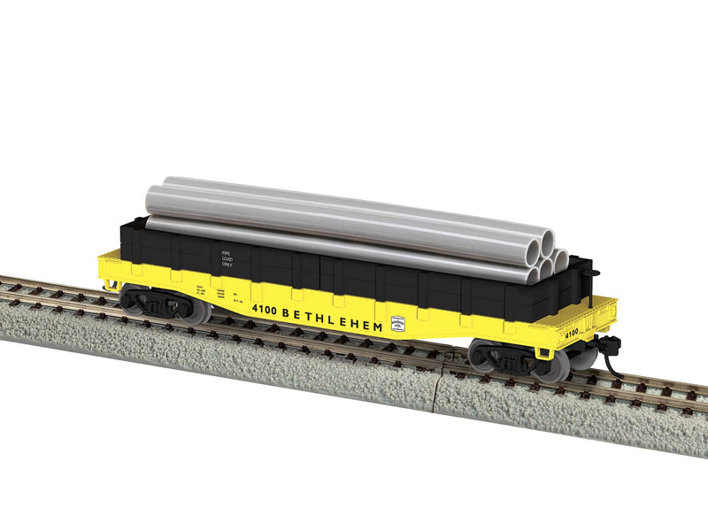 PREORDER Lionel 2454100 HO 40' Flatcar w/Wood Sides (Gondola) & Pipe Load - Ready to Run - Bethlehem Steel