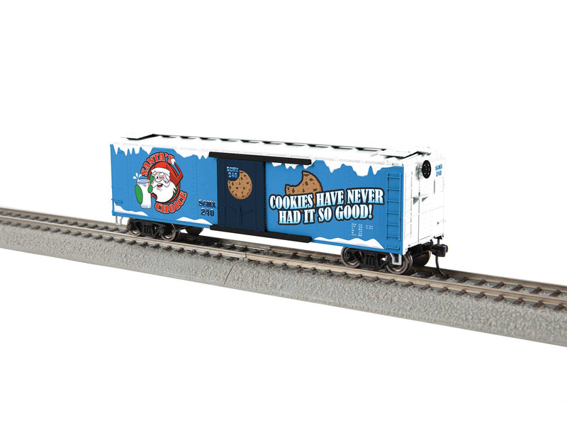 PREORDER Lionel 2454360 HO 40' Steel Reefer - Ready to Run -- Santa's Choice Milk (Christmas, blue, white, black)