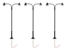PREORDER Lionel 2456050 HO Double-Arm Globe Warm White LED Street Light/Lamp 3-Pack - Black Mast 4" 10.2cm Tall