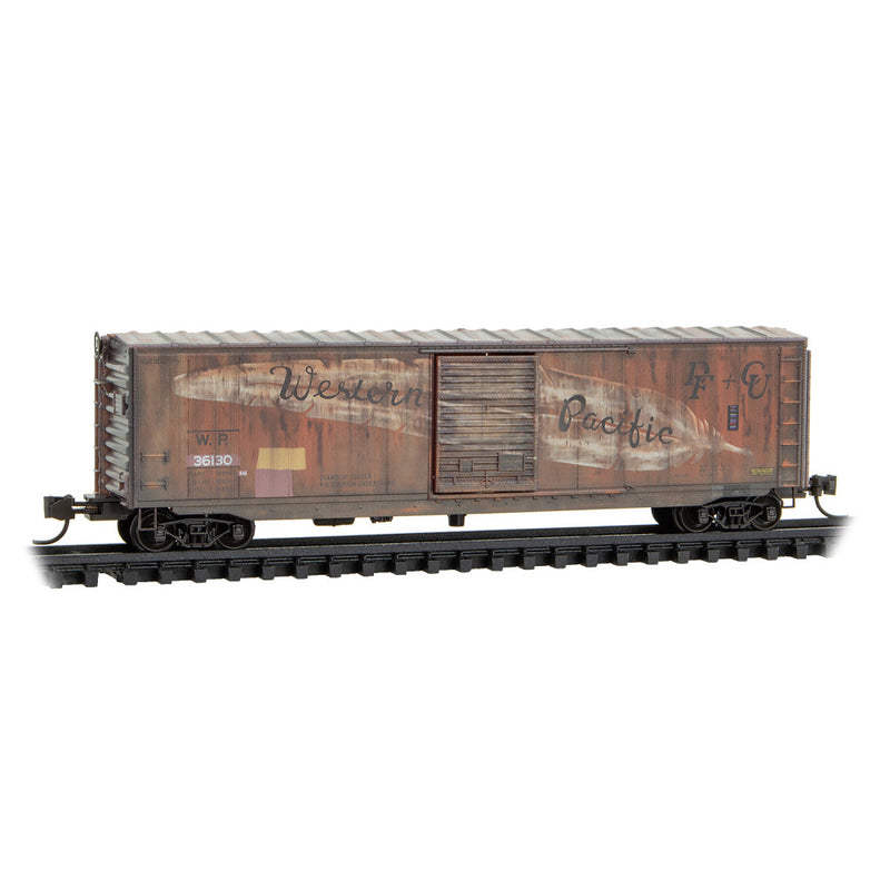 Micro-Trains N 983 05 087 40' Standard Weathered Boxcar, Western Pacific (2)