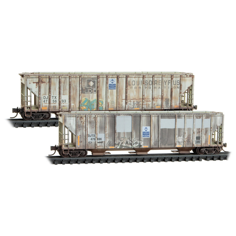 Micro-Trains N 98305088 Weathered 3-Bay Evans Covered Hopper, DJTX (2-Pack)