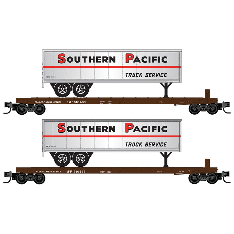 Micro-Trains 983 02 279 N 57' Converted TOFC Flatcars with Southern Pacific Trailers (2-Pack), Southern Pacific | 85.46