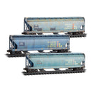 Micro-Trains N 98305092 Weathered 3-Bay Covered Hopper, Union Pacific ex-SSW ex-GWS (3-Pack)