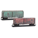 Micro-Trains N 98305093 Weathered 40' Standard Boxcar, Great Northern (2-Pack)