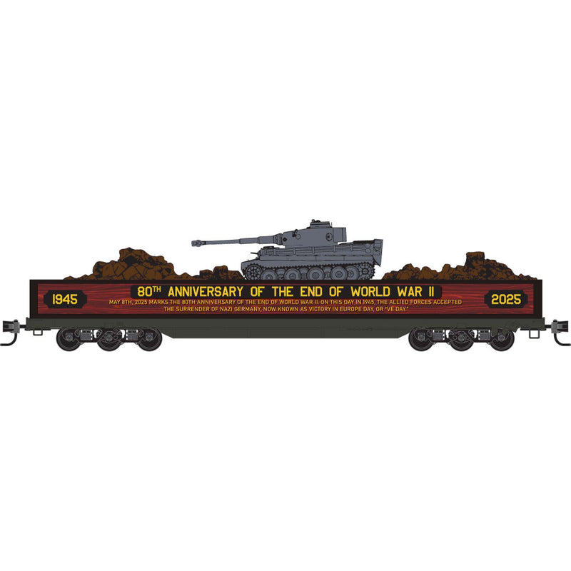 PREORDER Micro-Trains N 13700074 68' Flatcar, Department of Defense End of the World War II Honorary Car