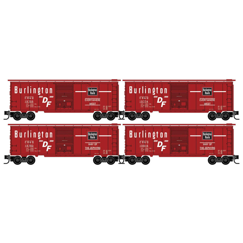 PREORDER Micro-Trains N 98300240 40' Standard Boxcar Runner Pack, Chicago Burlington & Quincy