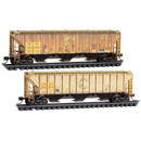 Micro-Trains N 98305096 Weathered 2-Bay Covered Hopper, CSX (2-Pack)