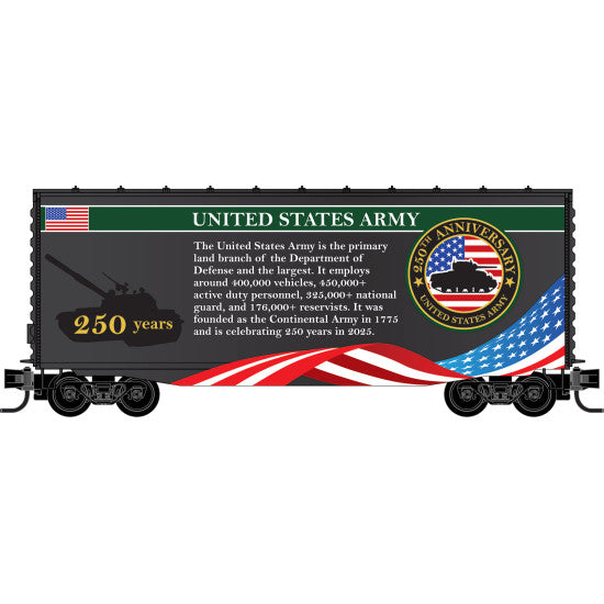 PREORDER Micro-Trains N 10100841 40' Hy-Cube Boxcar, US Army Anniversary Car