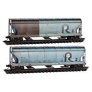 Micro-Trains N 98305100 Weathered 3-Bay Covered Hoppers, First Union Rail Leasing ex-Rock Island (2-Pack)