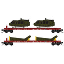 PREORDER Micro-Trains N 98302292 57' Converted TOFC Flatcars with Helicopter Load, Atchison Topeka & Santa Fe (2-Pack)
