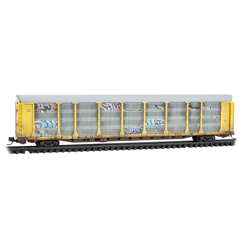 Micro-Trains N 11144490 Weathered 89' Tri-Level Closed Auto Rack, TTX