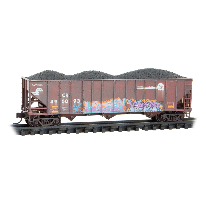 Micro-Trains N 98305103 Weathered 100-Ton 3-Bay Open Hoppers, Conrail
