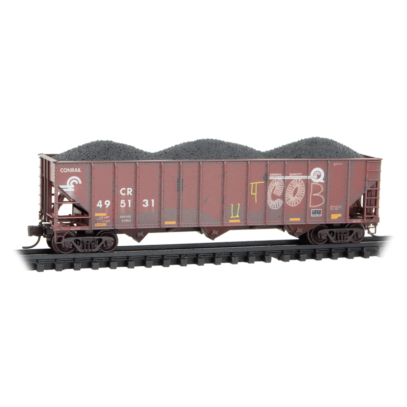 Micro-Trains N 98305103 Weathered 100-Ton 3-Bay Open Hoppers, Conrail