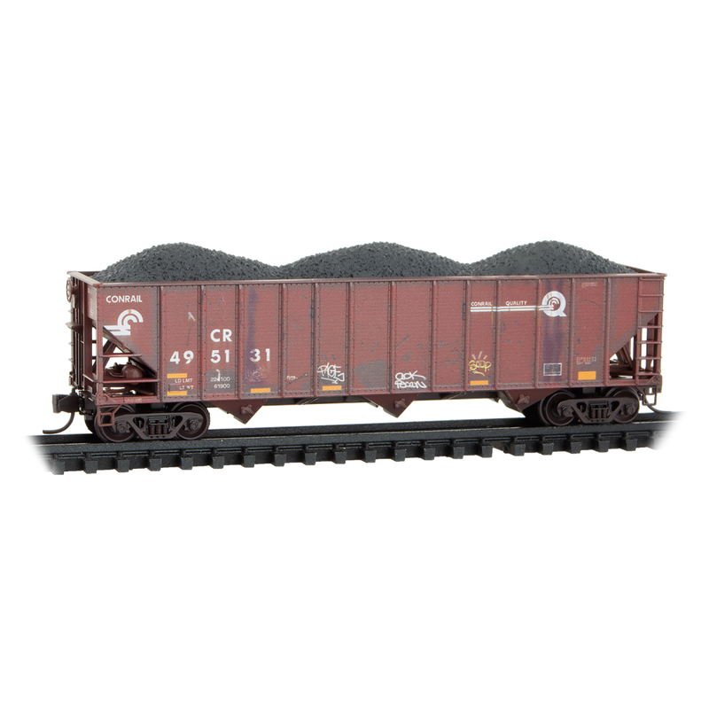 Micro-Trains N 98305103 Weathered 100-Ton 3-Bay Open Hoppers, Conrail