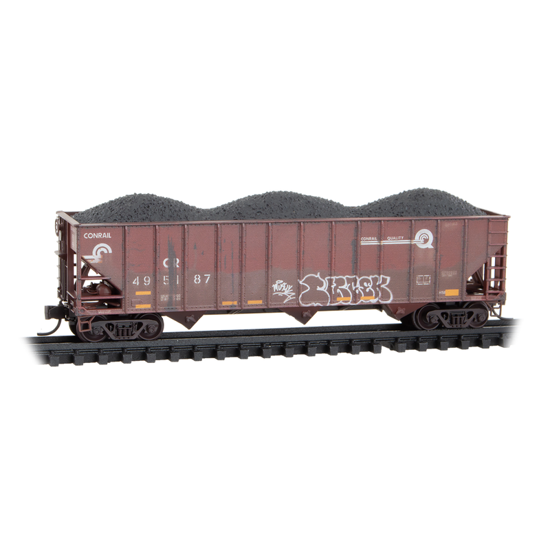 Micro-Trains N 98305103 Weathered 100-Ton 3-Bay Open Hoppers, Conrail